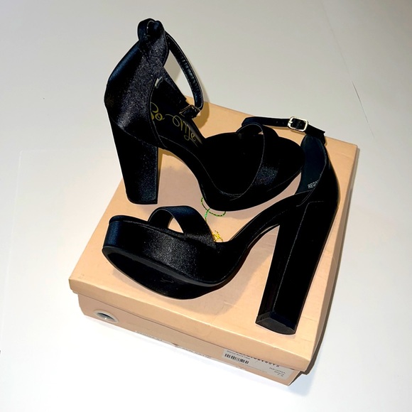So Me brand, Satin black platform chunky heel shoes. Brand new in box . - Picture 8 of 8